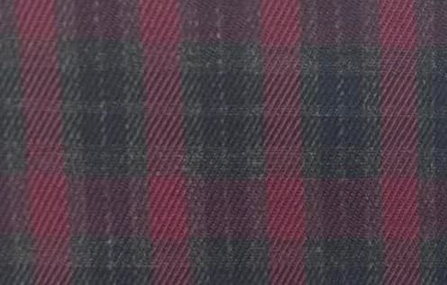 Charcoal-maroon woven check ground staff fabric