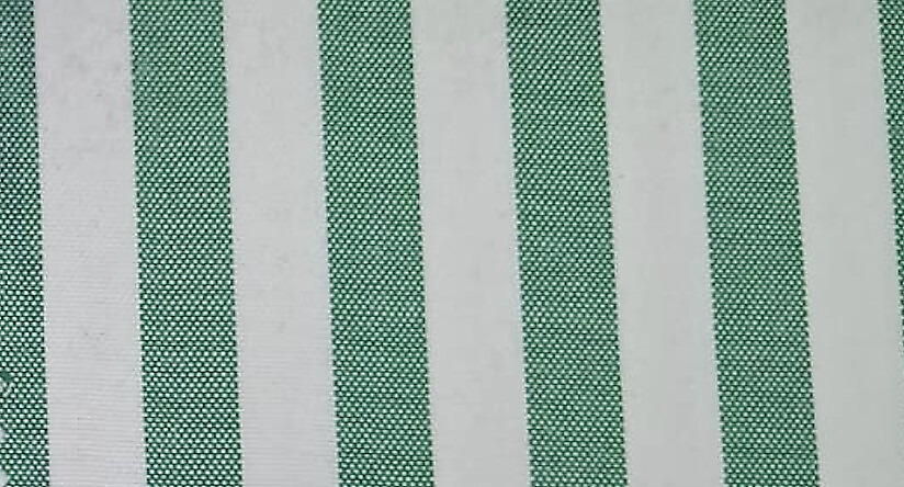 Green and white wide-stripe hospital bed sheet fabric