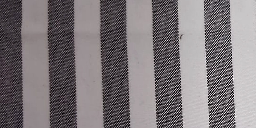 Charcoal and white wide-stripe hospital bed sheet fabric