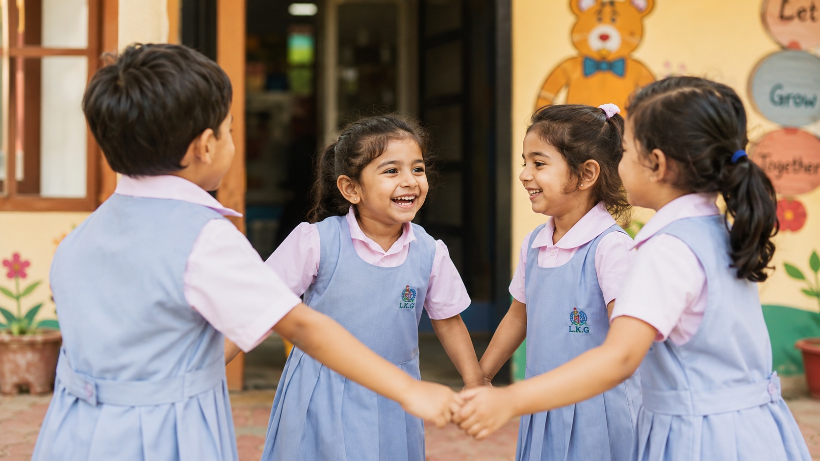 Soft pastel-shaded fabric rolls for kindergarten and pre-primary school uniforms